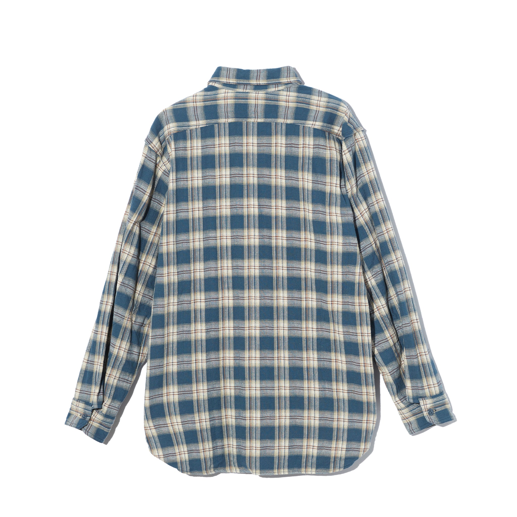 Work Shirt - Navy Cotton Plaid Jacquard