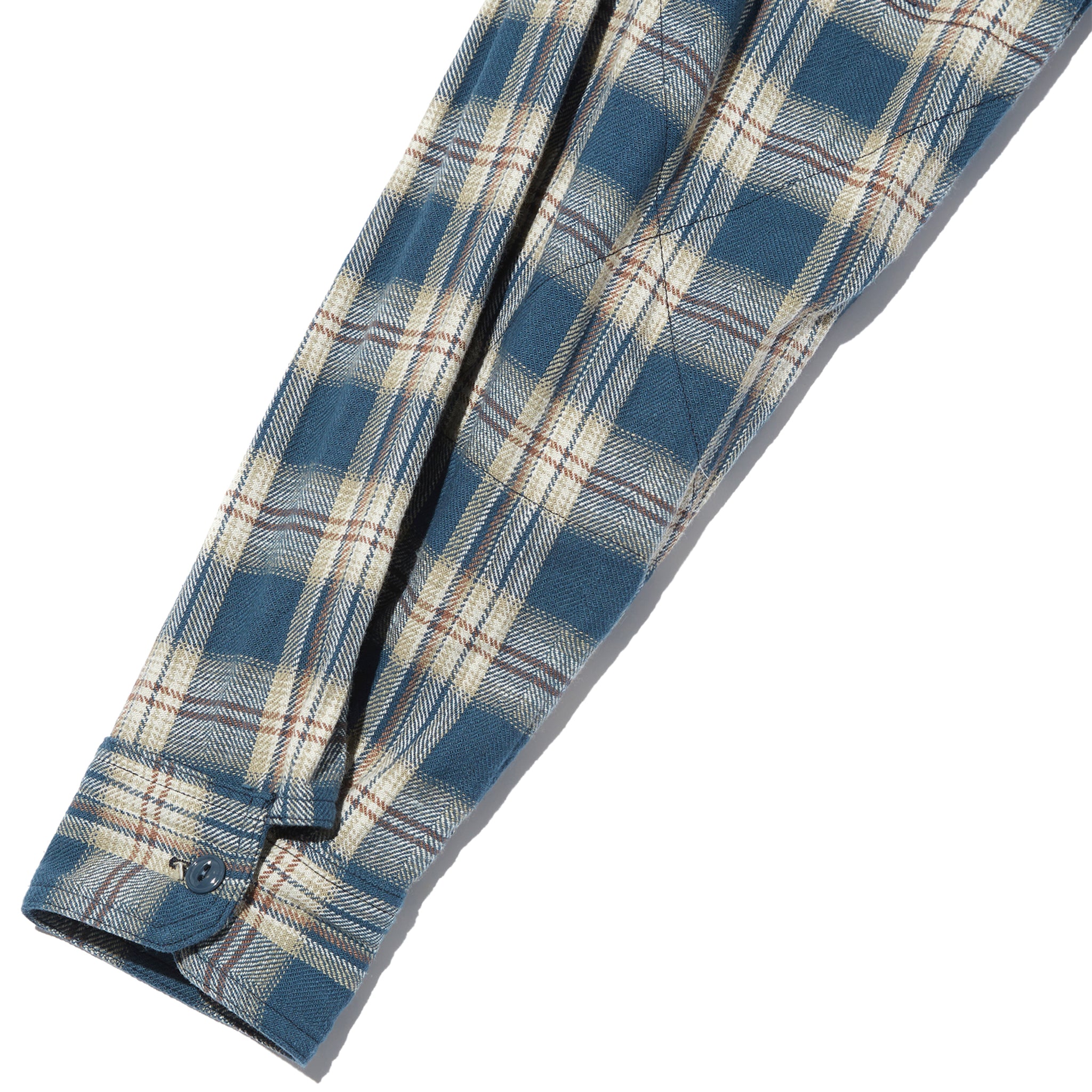 Work Shirt - Navy Cotton Plaid Jacquard