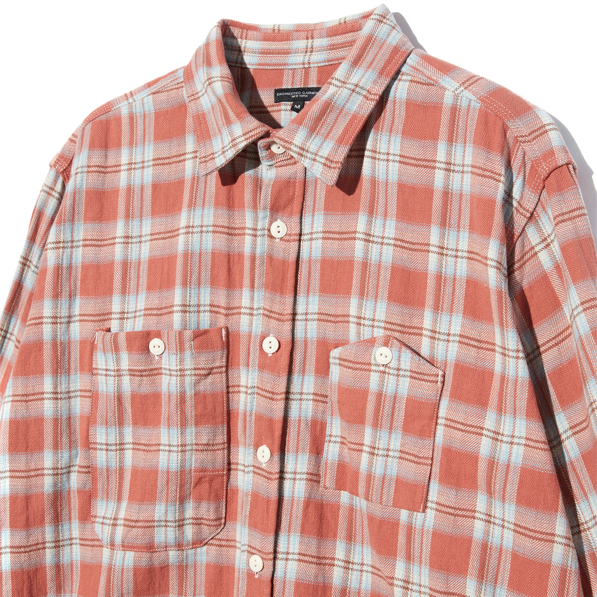 Work Shirt - Pink Cotton Plaid Jacquard