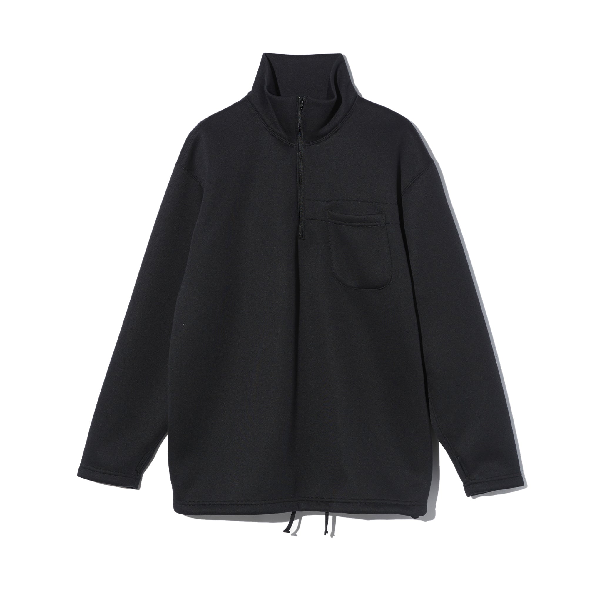 Zip Mock Neck - Black Polyester Fleece