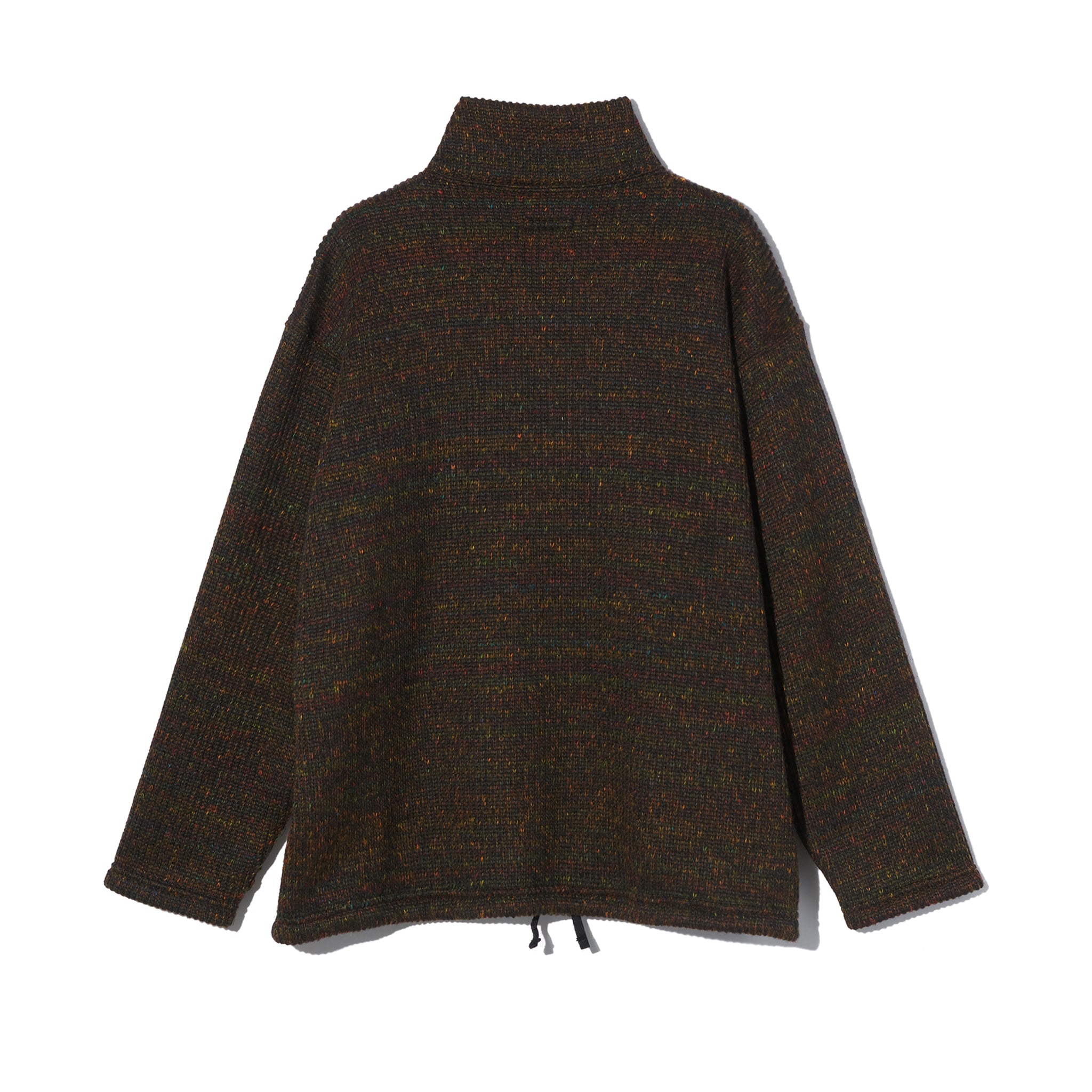Zip Mock Neck - Brown Wool Poly Nep Sweater Knit