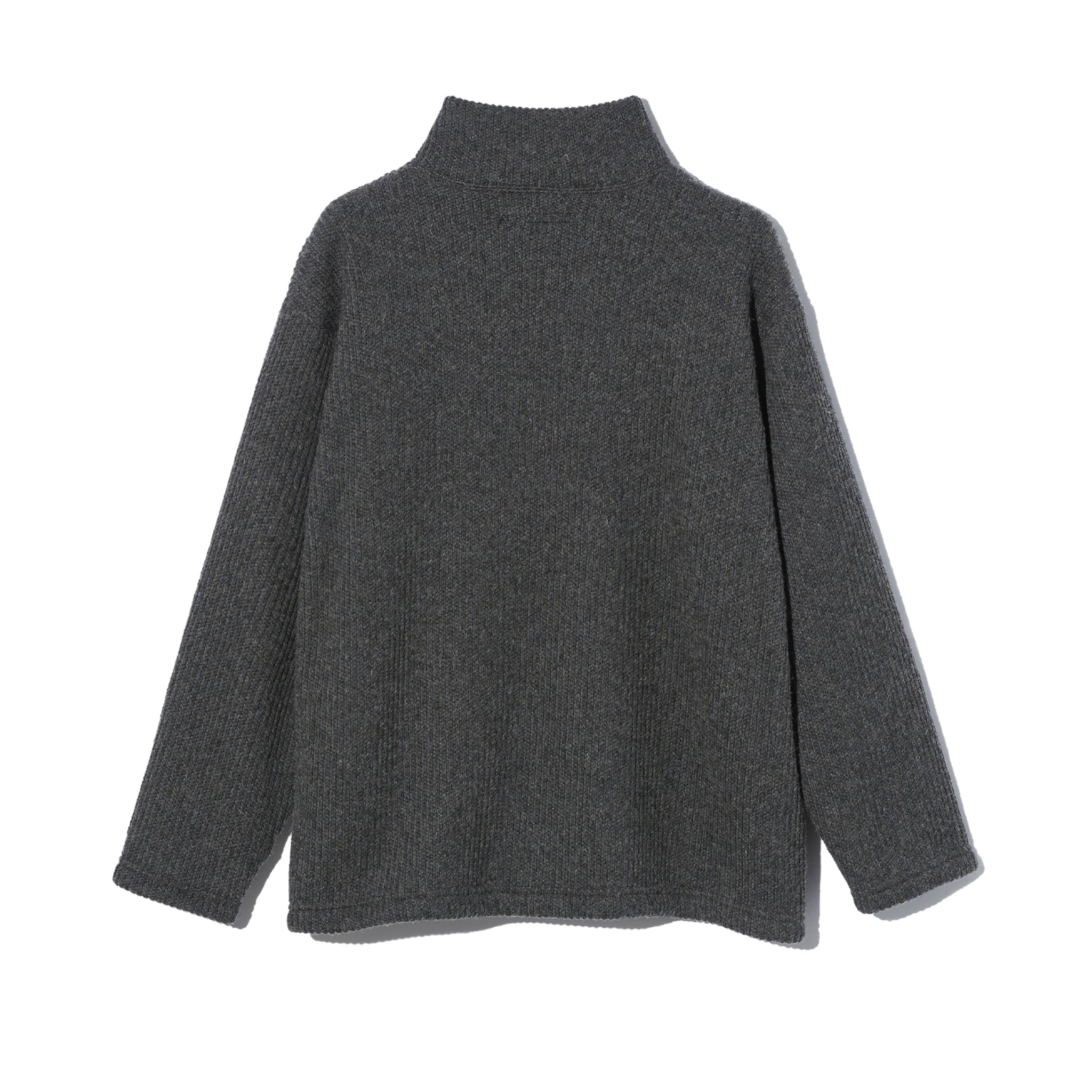 Zip Mock Neck - Charcoal Wool Poly Nep Sweater Knit
