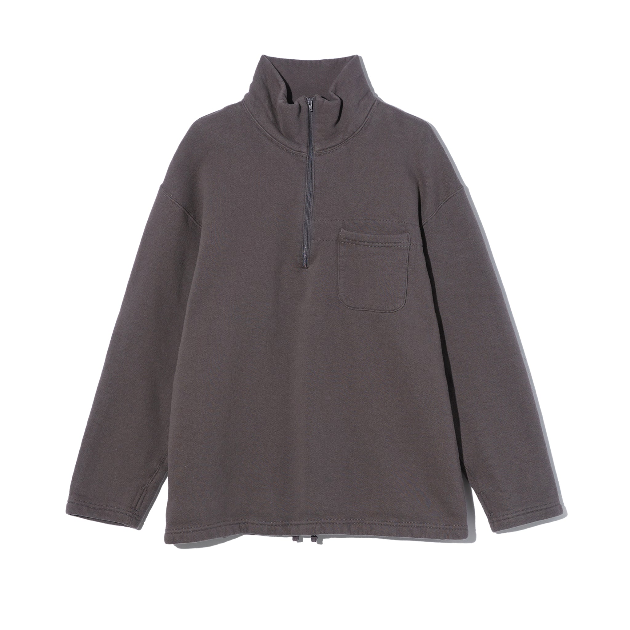 Zip Mock Neck - Graphite 12oz Cotton Fleece