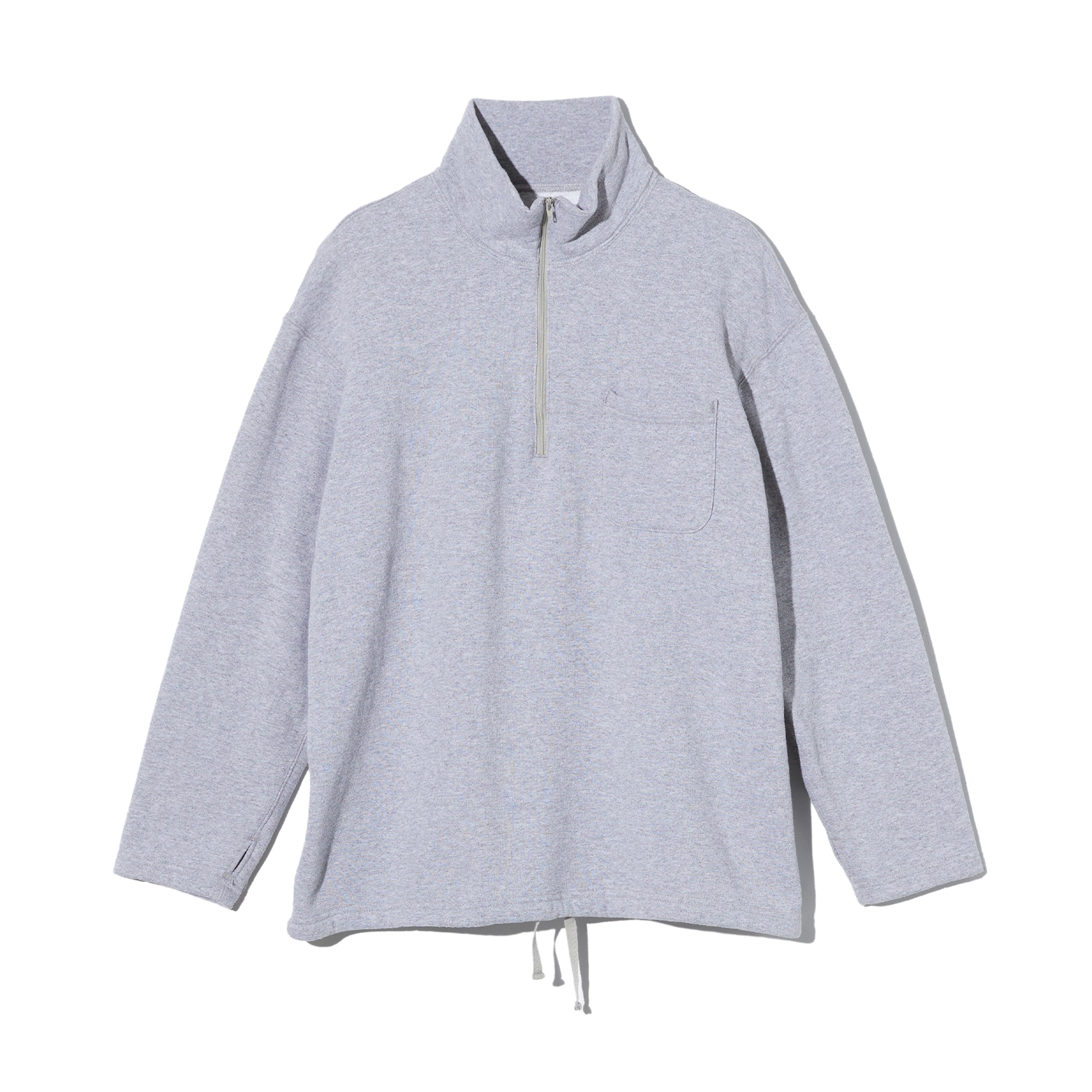 Zip Mock Neck - Heather Grey 12oz Cotton Fleece