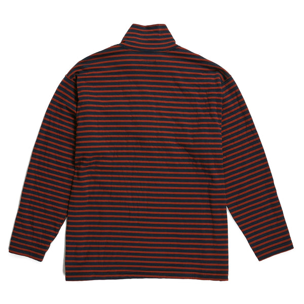 Engineered Garments Zip Mock Neck Brown/Navy PC Stripe Jersey Rear