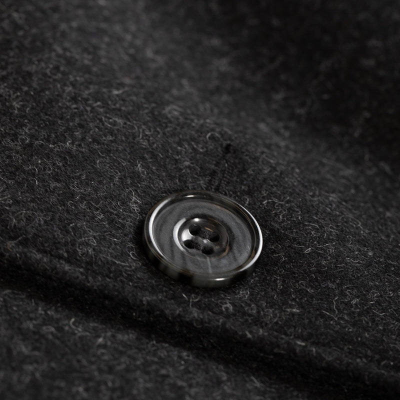 Arpenteur Utile Coat Wool Melton Charcoal Button Detail