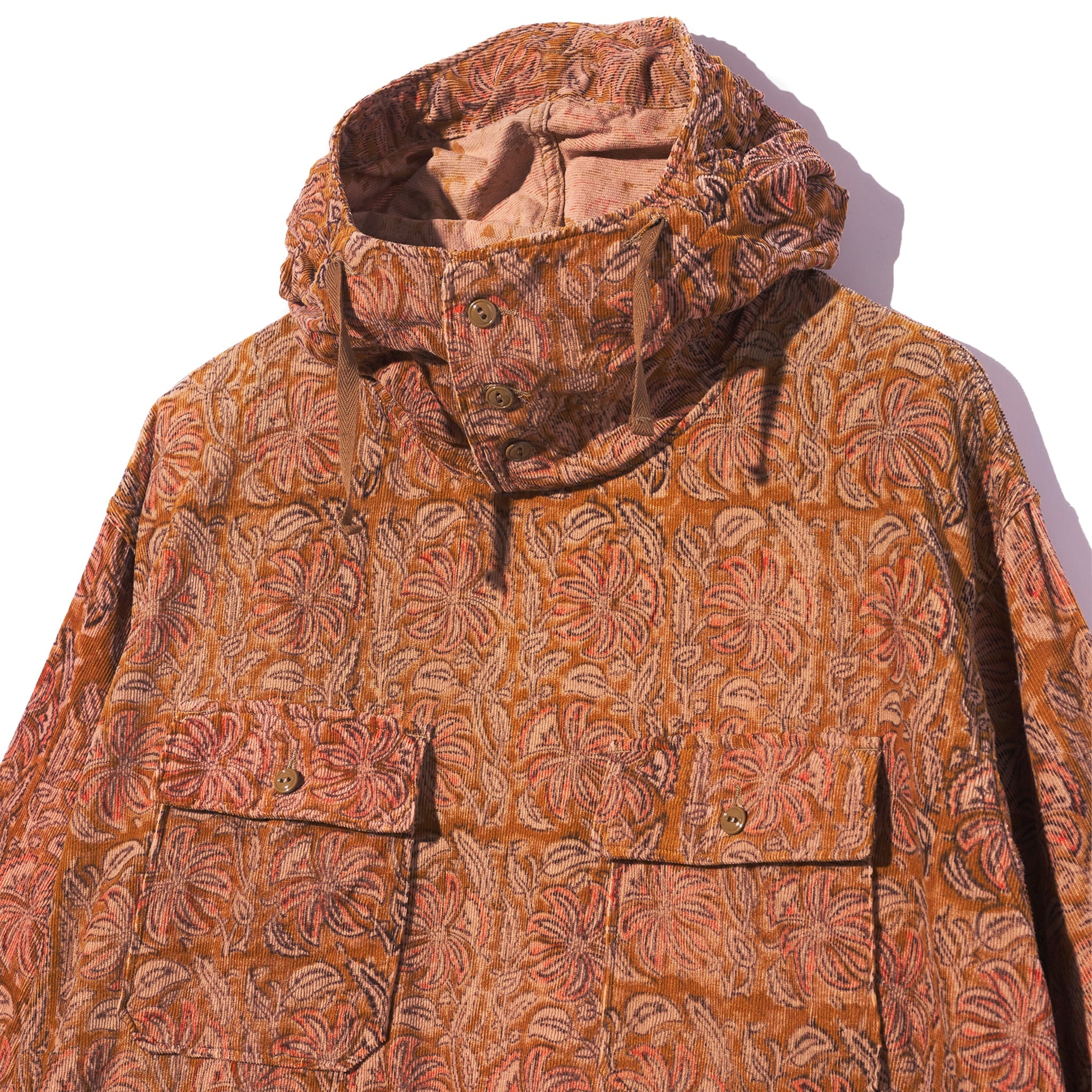 Cagoule Shirt - Khaki Floral Printed Corduroy