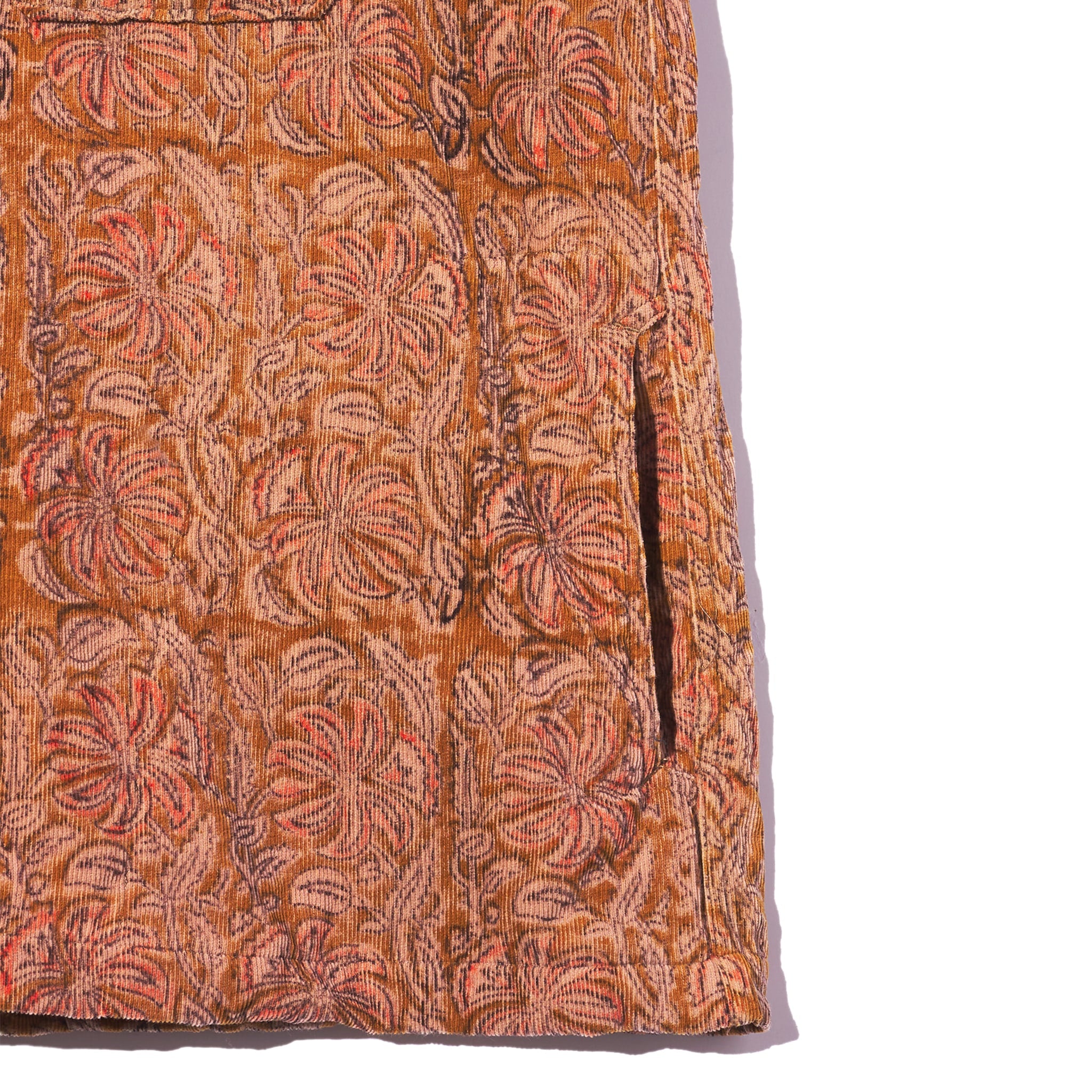 Cagoule Shirt - Khaki Floral Printed Corduroy