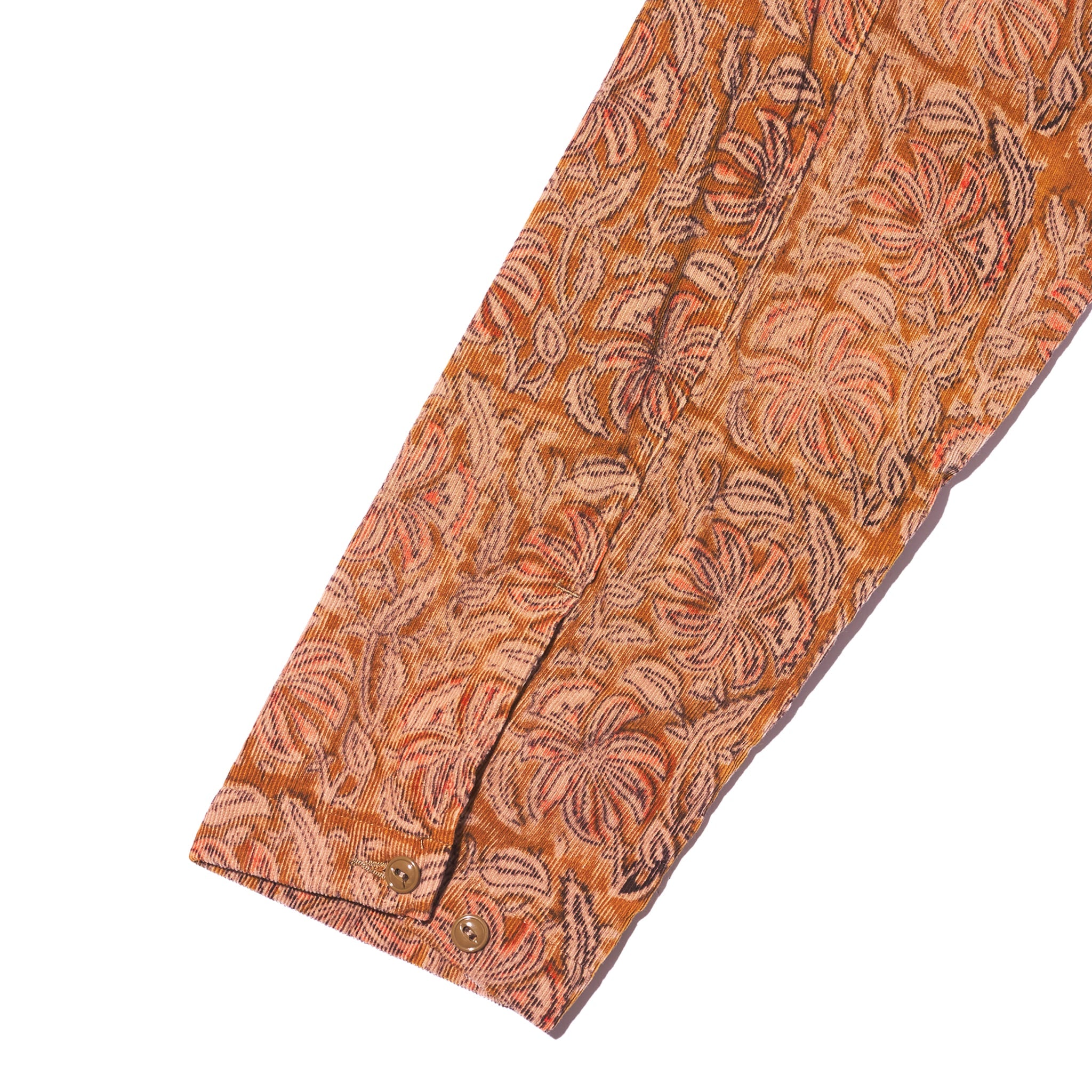 Cagoule Shirt - Khaki Floral Printed Corduroy