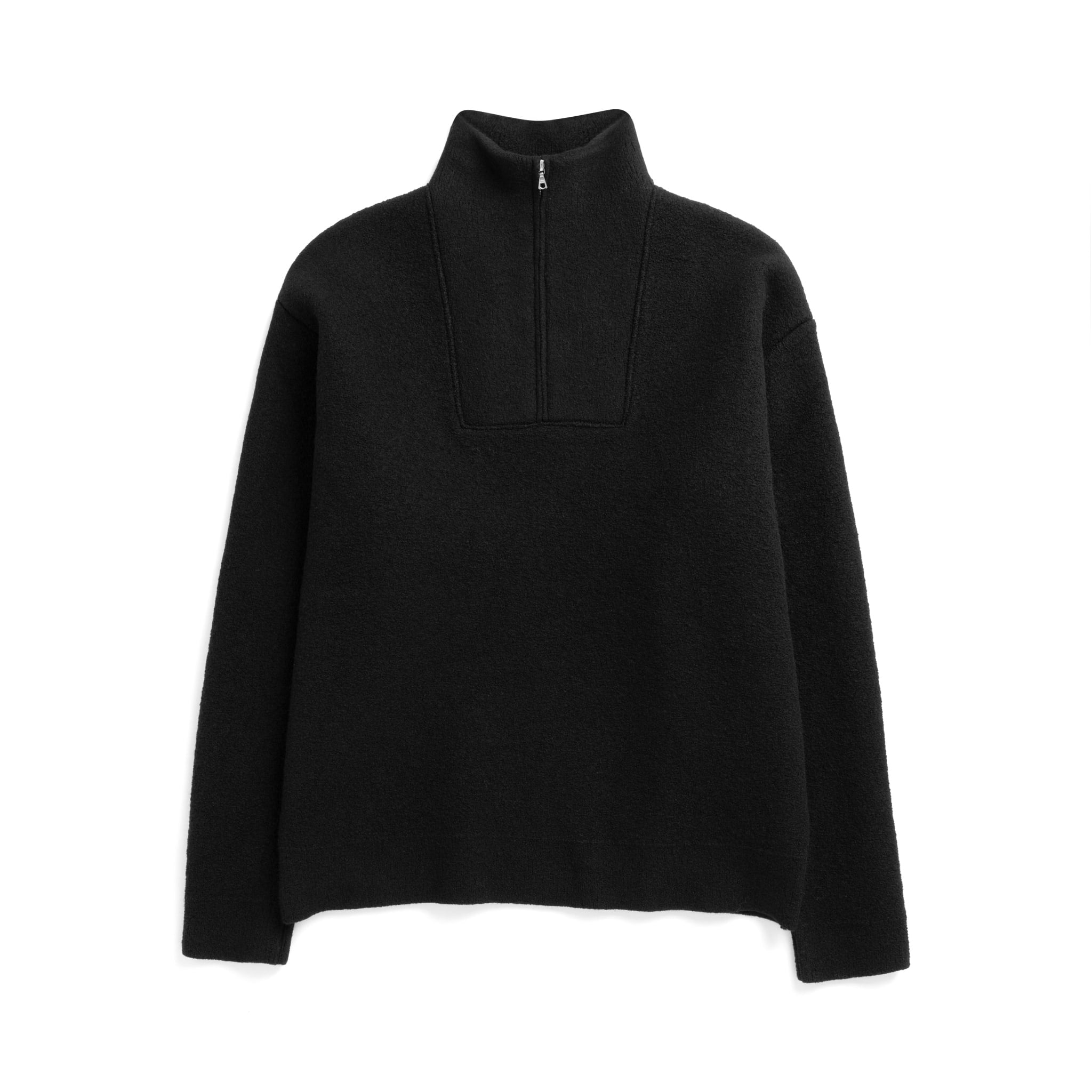 Cam Quarter Zip Felted Wool Sweater - Black
