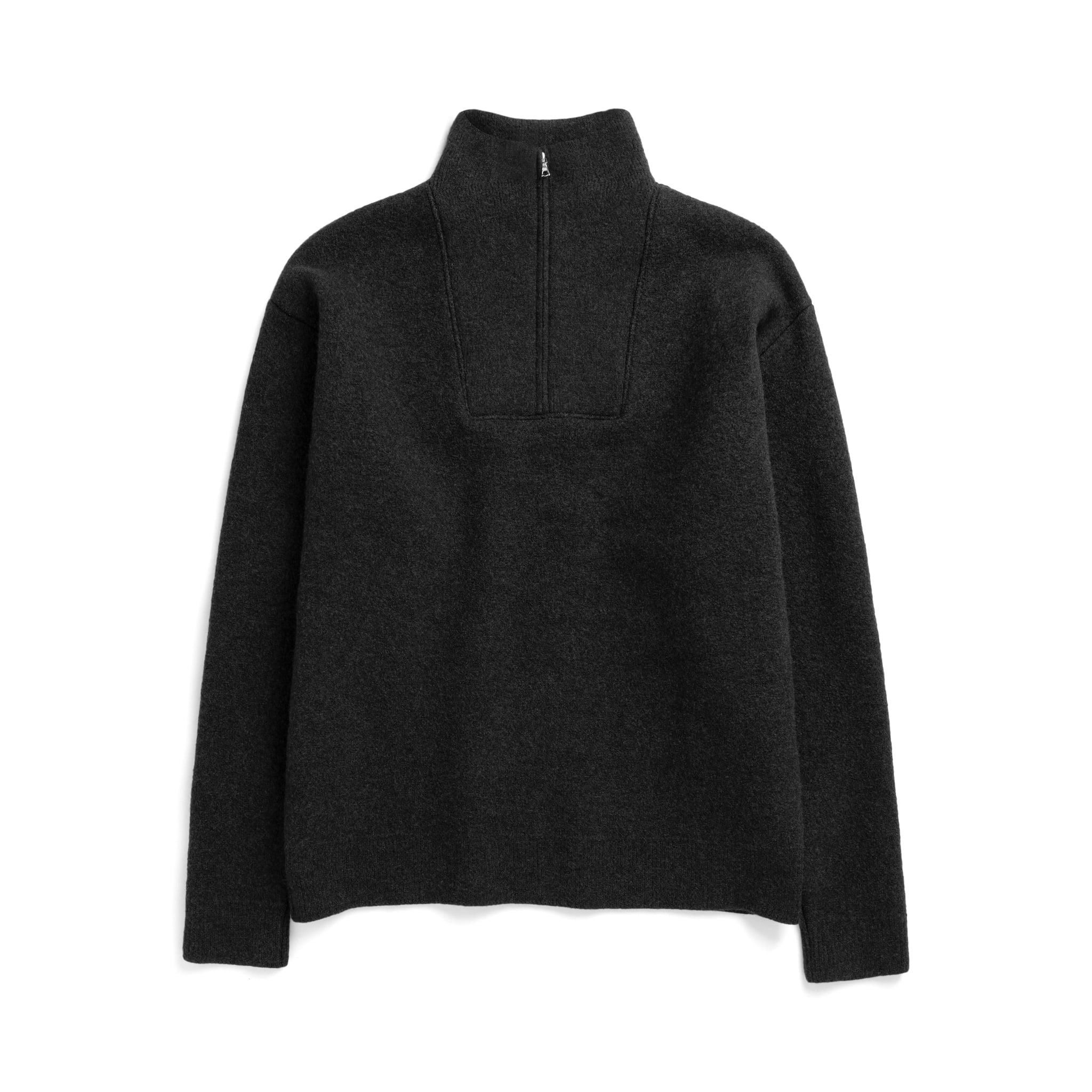 Cam Quarter Zip Felted Wool Sweater - Charcoal