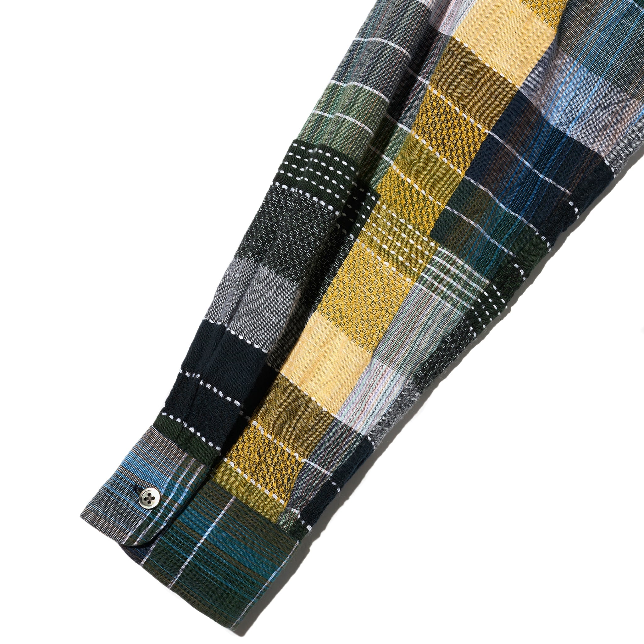 Combo Short Collar Shirt - Navy/Yellow/Green Madras Dobby Jacquard