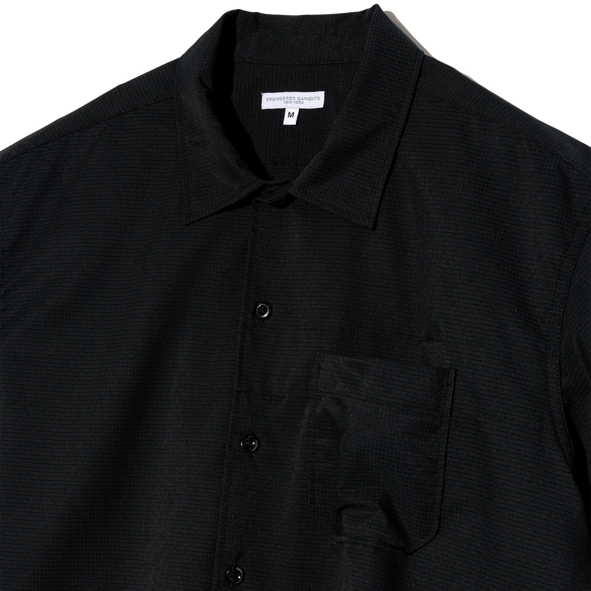 Engineered Garments Camp Shirt Black Polyester Mesh | BlackBlue