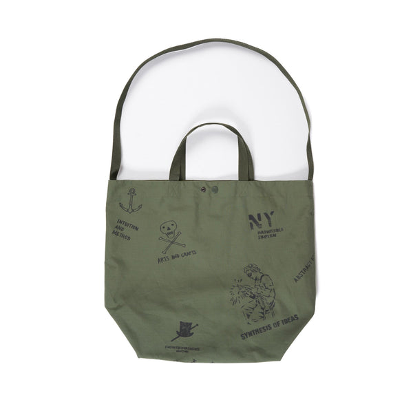 Carry All Tote - Olive Graffiti Print Ripstop (Reversible)