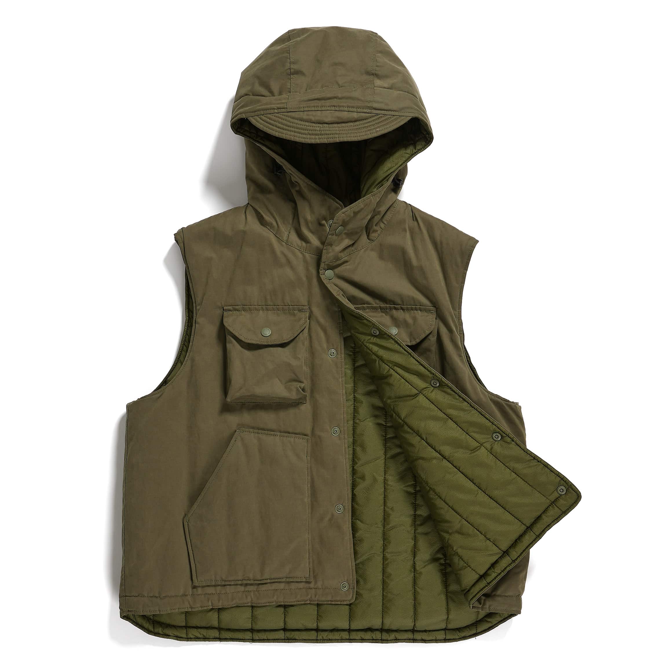 Engineered Garments Field Vest Olive PC Coated Cloth Liner Detail
