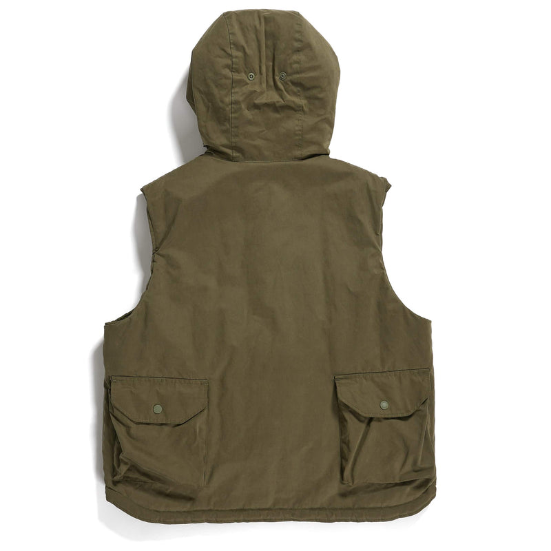 Engineered Garments Field Vest Olive PC Coated Cloth Rear