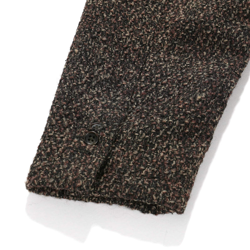 Engineered Garments Loiter Jacket Dark Brown Polyester Wool Tweed Boucle Cuff