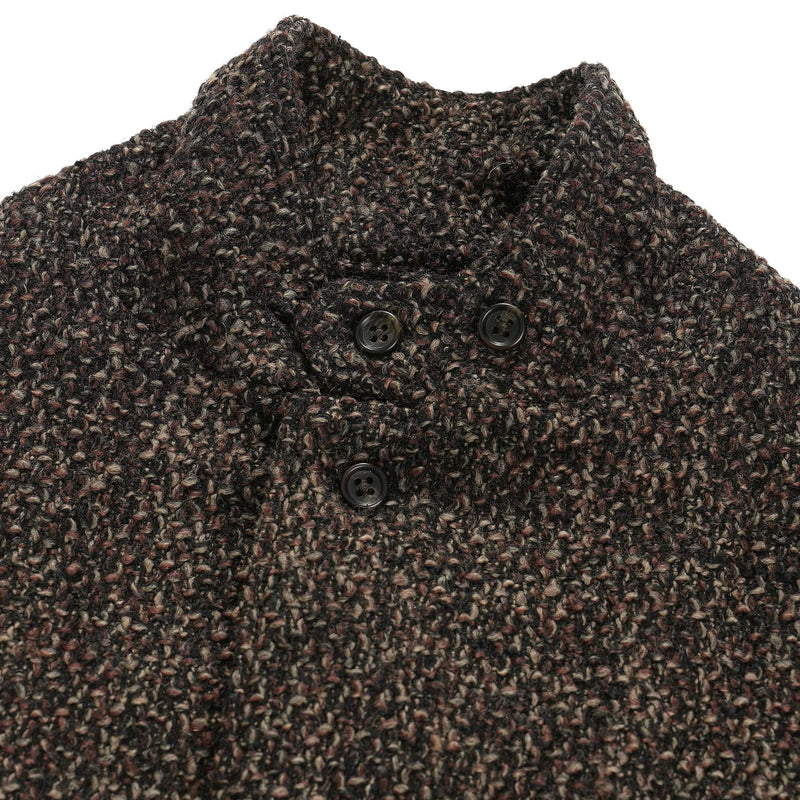 Engineered Garments Loiter Jacket Dark Brown Polyester Wool Tweed Boucle Throat Tab