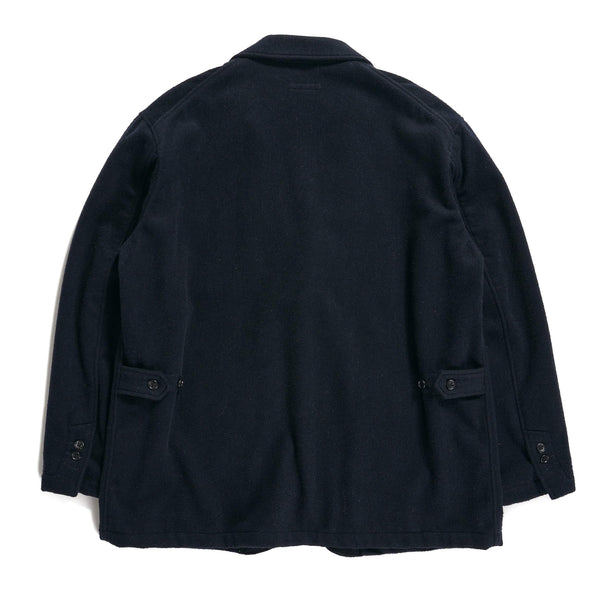 Engineered Garments Loiter Jacket Dark Navy Wool Polyester Heavy Flannel Rear