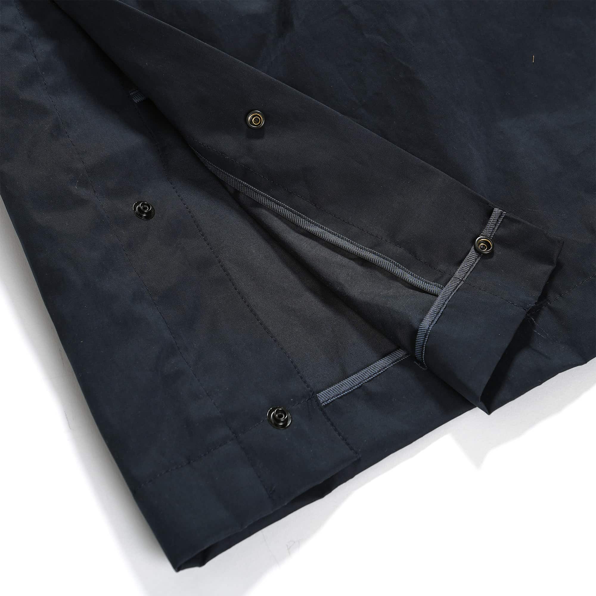 Engineered Garments Storm Coat Dark Navy PC Coated Cloth Snap Detail