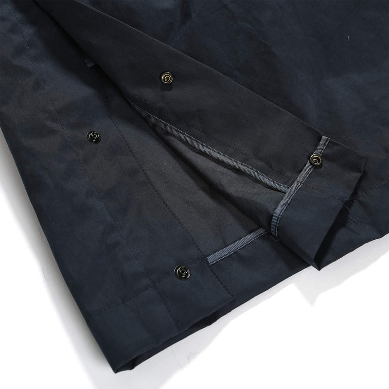 Engineered Garments Storm Coat Dark Navy PC Coated Cloth Snap Detail