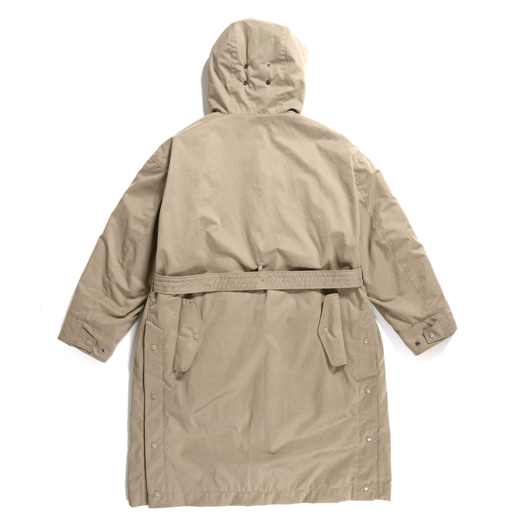 Engineered Garments Storm Coat Khaki PC Coated Cloth Rear