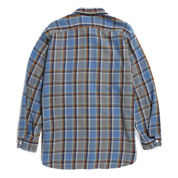 Engineered Garments Work Shirt Blue Cotton Heavy Twill Plaid Rear