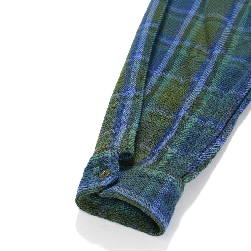 Engineered Garments Work Shirt Green Cotton Heavy Twill Plaid Cuff