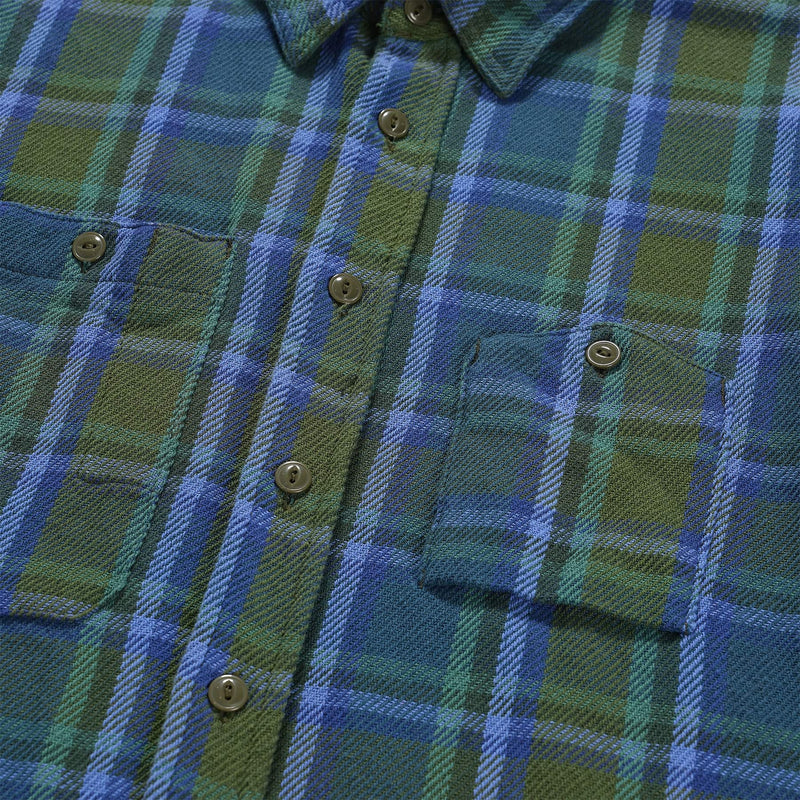 Engineered Garments Work Shirt Green Cotton Heavy Twill Plaid Pockets