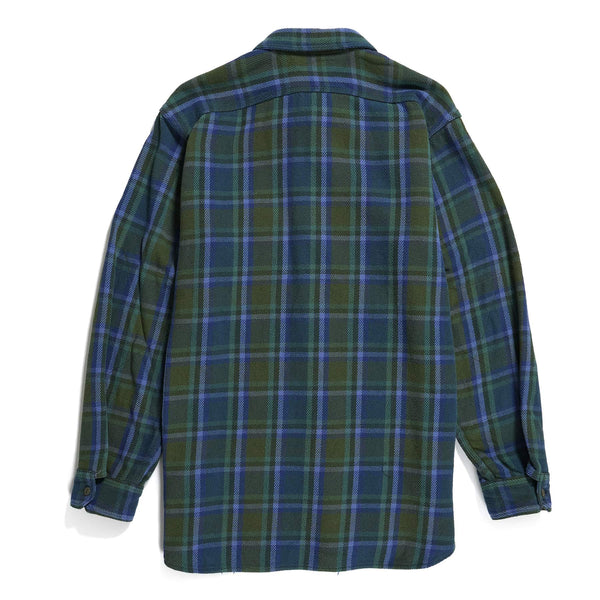 Engineered Garments Work Shirt Green Cotton Heavy Twill Plaid Rear