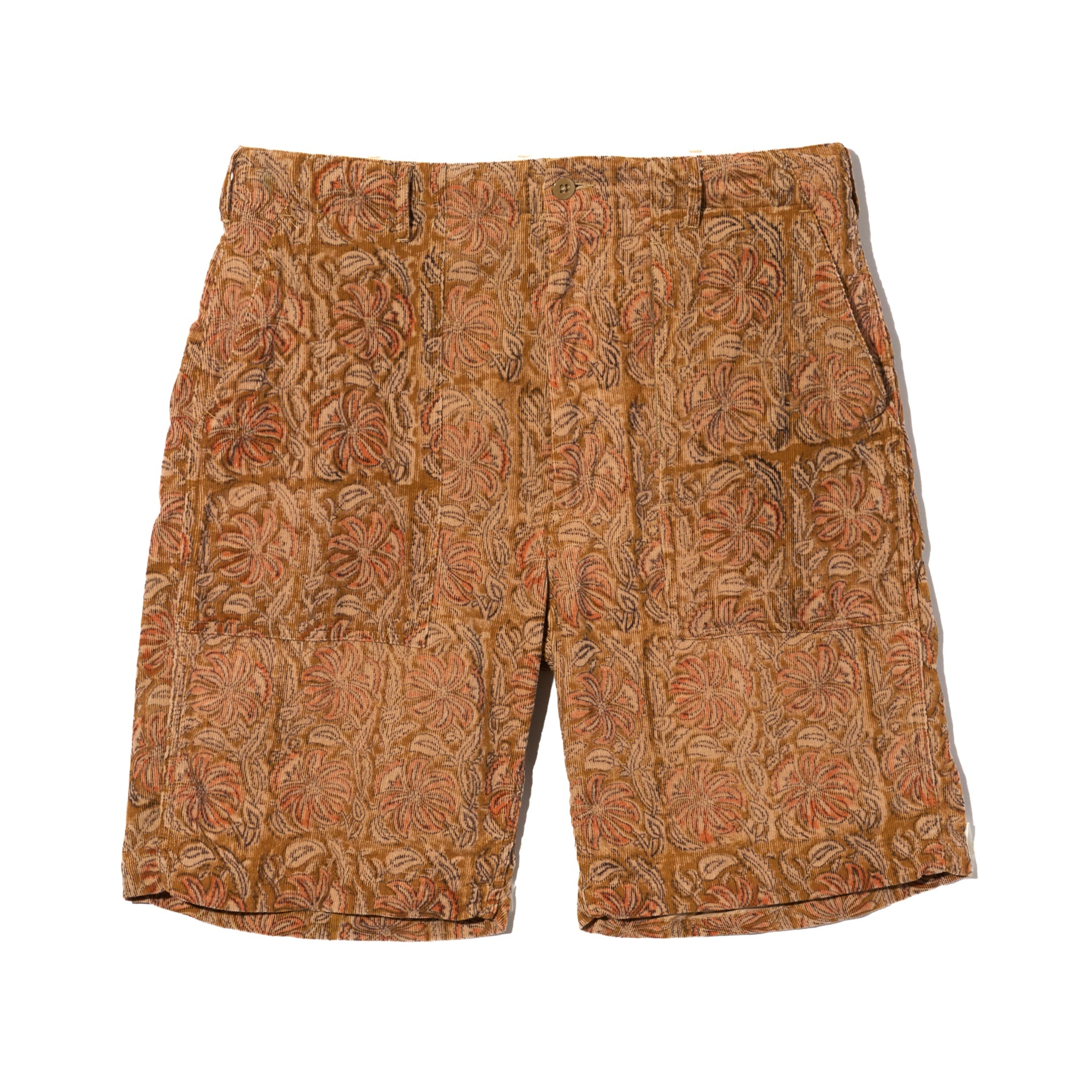 Fatigue Short - Khaki Floral Printed Corduroy