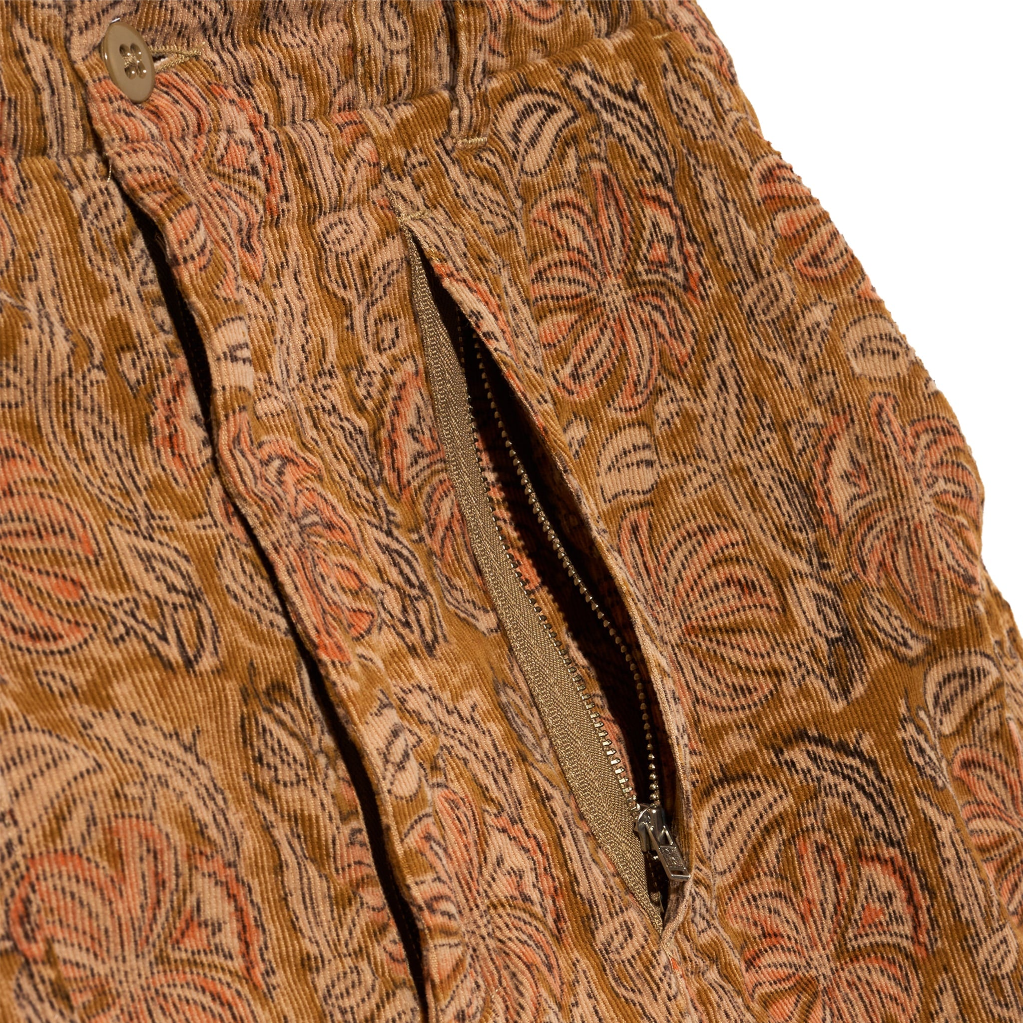 Fatigue Short - Khaki Floral Printed Corduroy