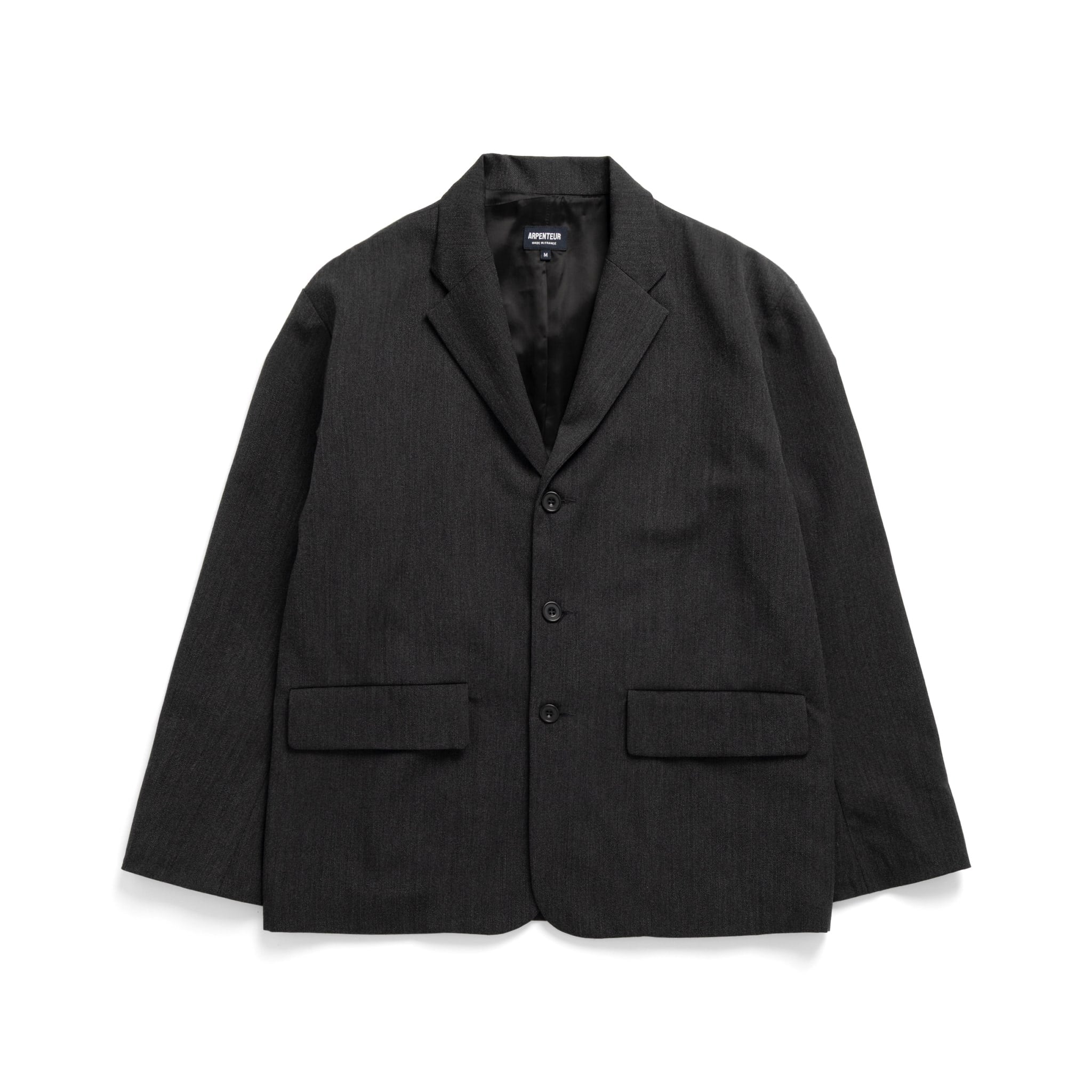 Fox J Lined Blazer Pure Wool Flannel - Charcoal
