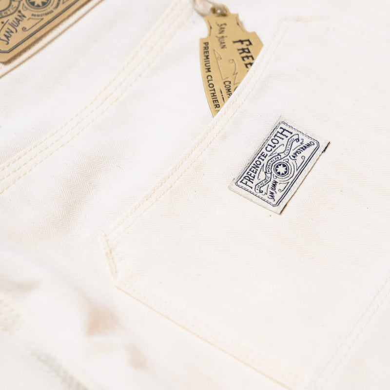 Freenote Ortega Pant White Herringbone Back Pocket Detail