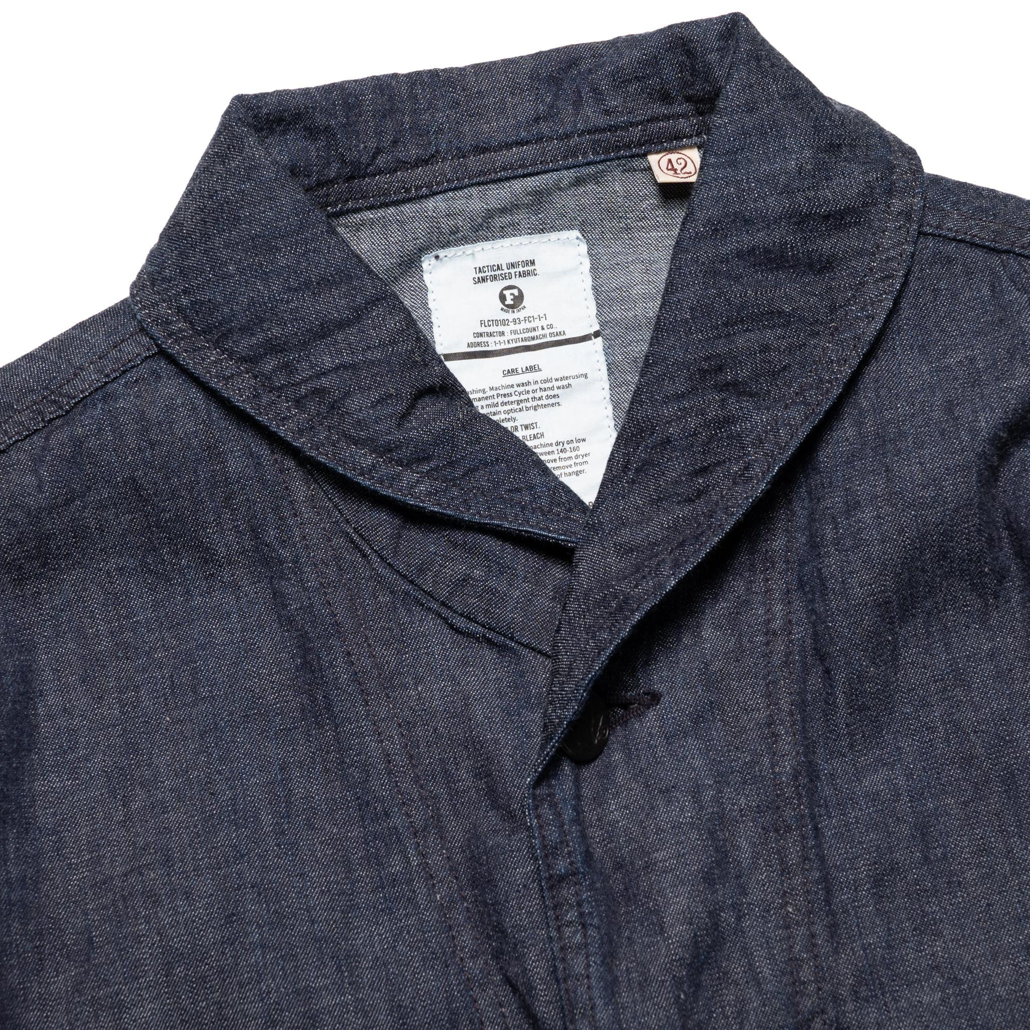 Fullcount 2052-1 USN Shawl Collar Denim Coverall Indigo | BlackBlue