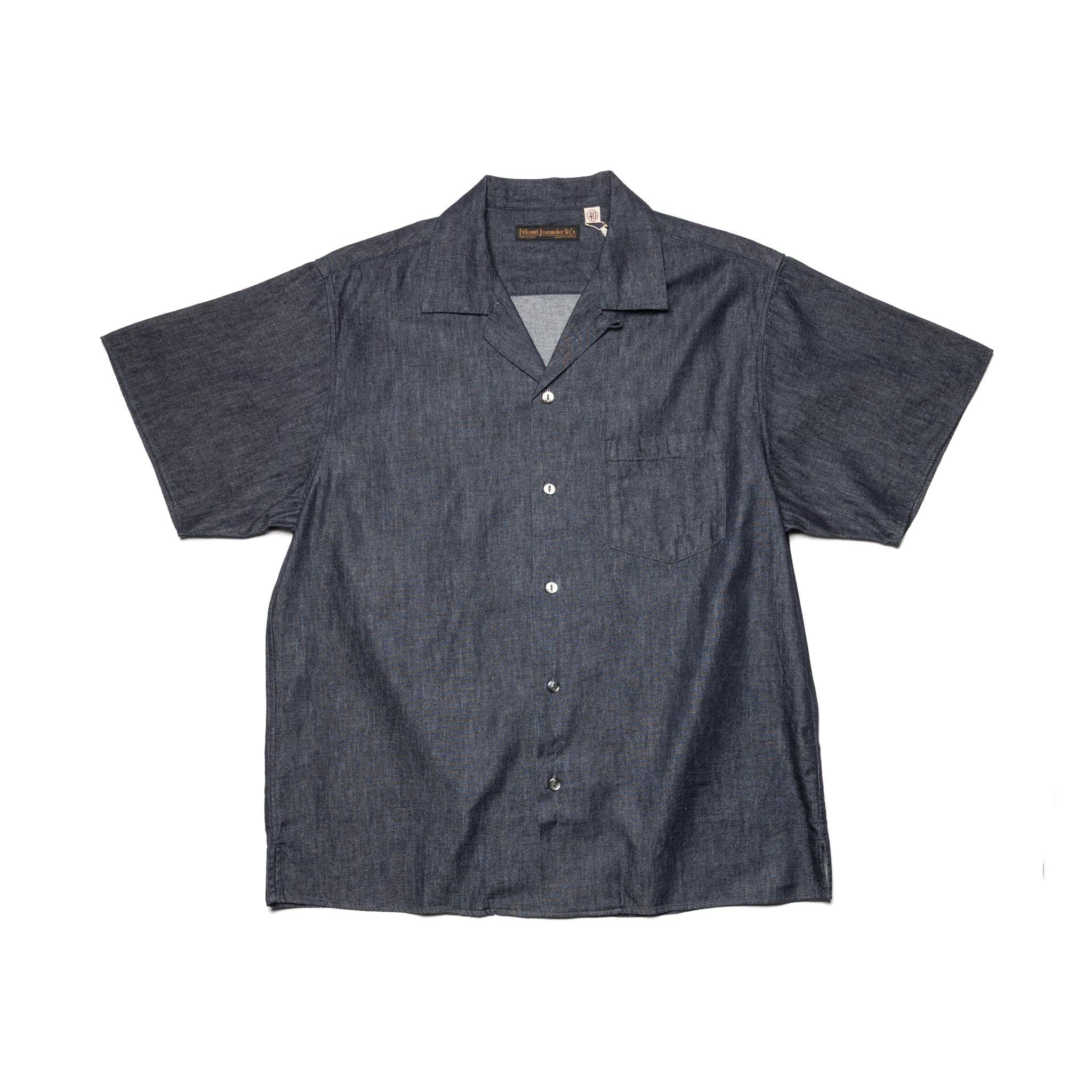 4100-2 Denim Open Collar S/S Shirt - Indigo