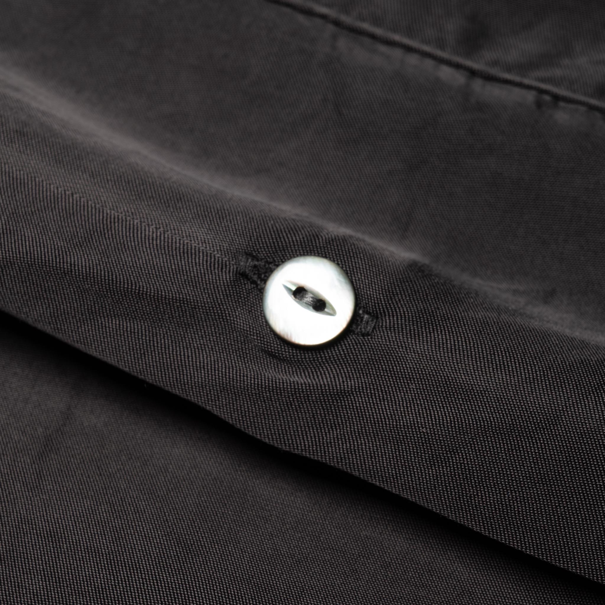 4100-3 Fibril Cupro Open Collar S/S Shirt - Black