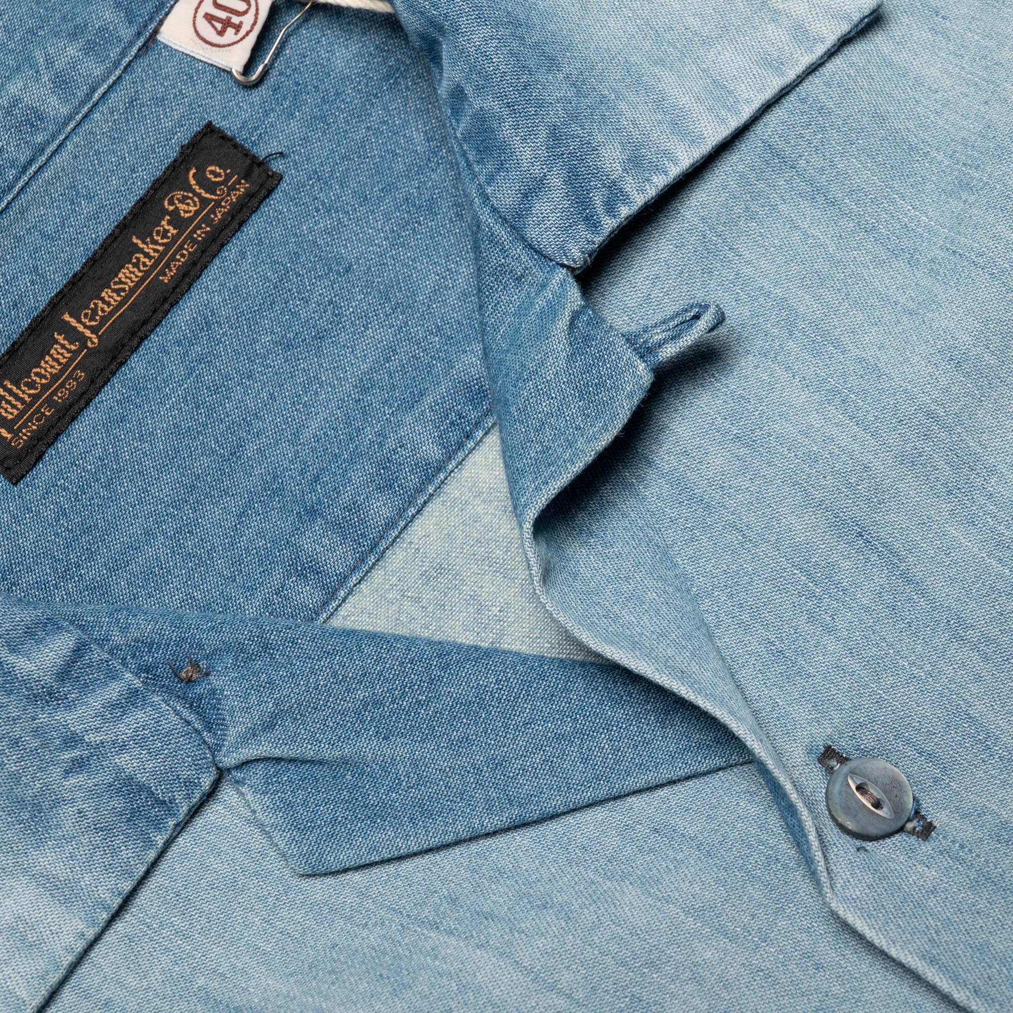 4100HW-2 Hard Wash Denim Open Collar S/S Shirt - Indigo