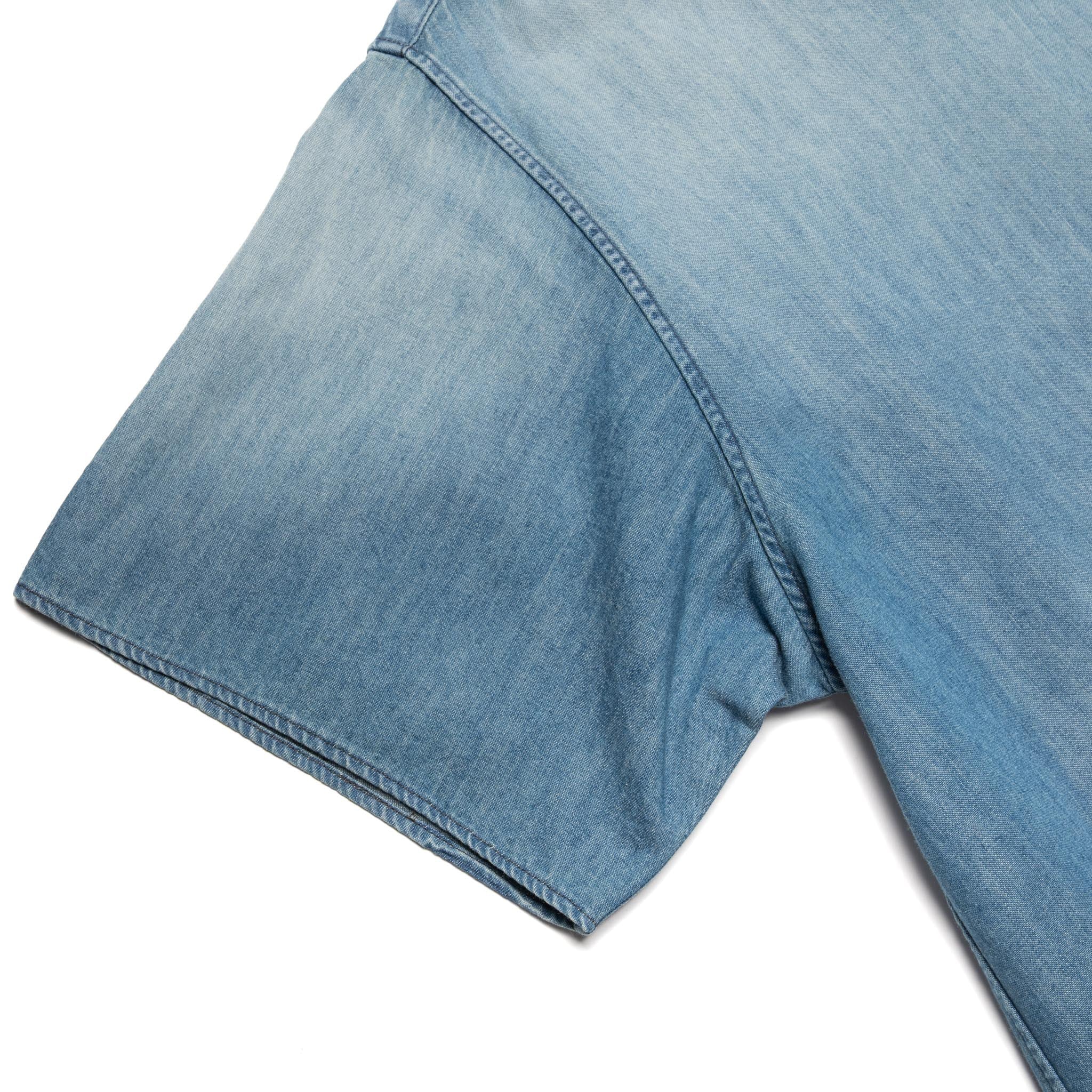 4100HW-2 Hard Wash Denim Open Collar S/S Shirt - Indigo