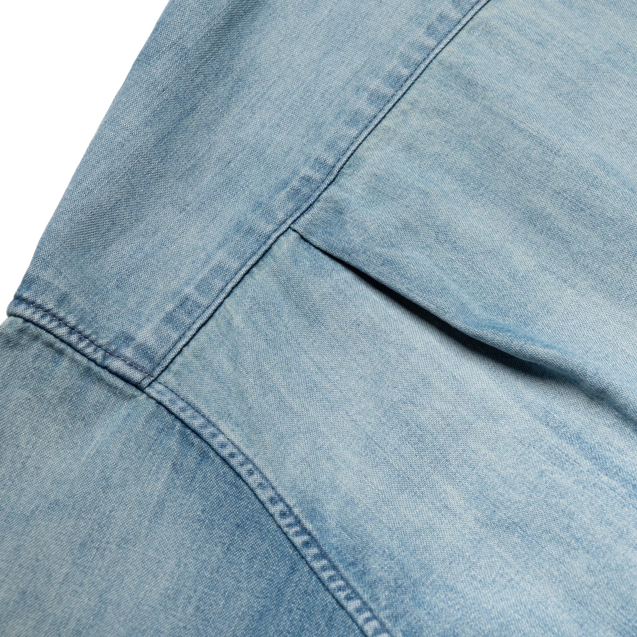 4100HW-2 Hard Wash Denim Open Collar S/S Shirt - Indigo