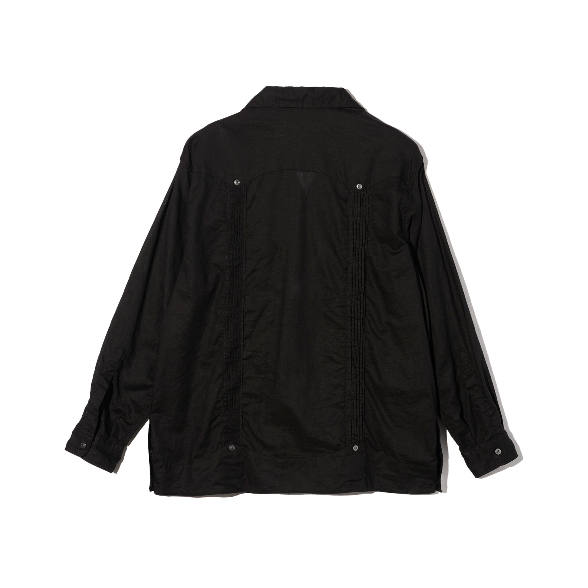 Guayabera Shirt - Black Handkerchief Linen