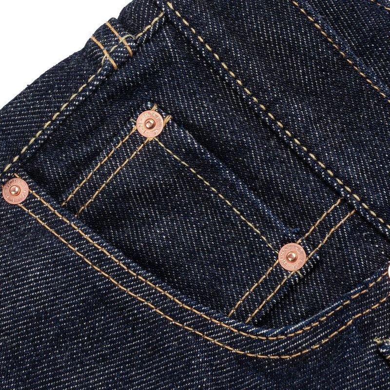 Iron Heart IH-555S-21 21oz Selvedge Denim Super Slim Cut Jeans Indigo Rivet Detail