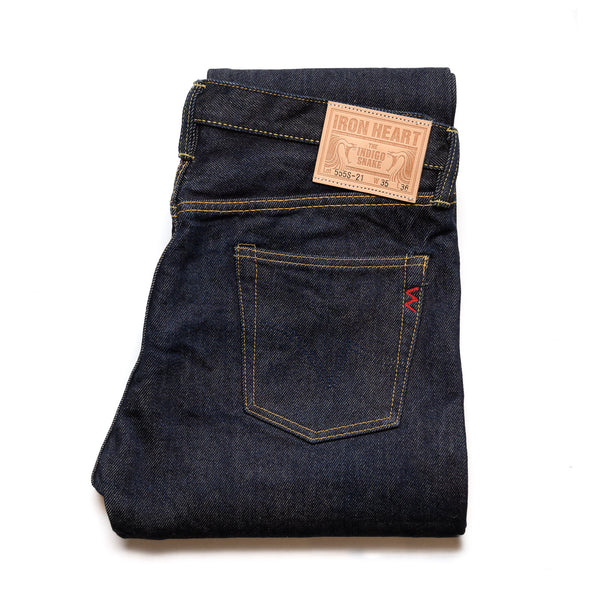 Iron Heart IH-555S-21 21oz Selvedge Denim Super Slim Cut Jeans Indigo Folded