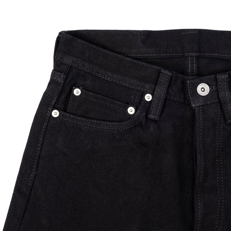 IH-888S-SBG 21oz Selvedge Denim Medium High Rise Tapered Cut Jeans  Superblack Fades To Grey Pocket Detail
