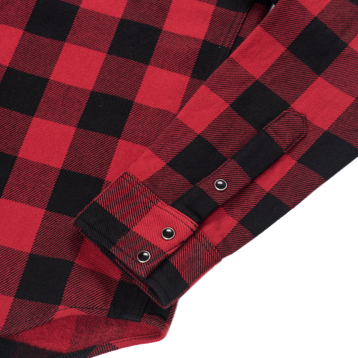 IHSH-232-RED Ultra Heavy Flannel Buffalo Check Western Shirt - Red/Black