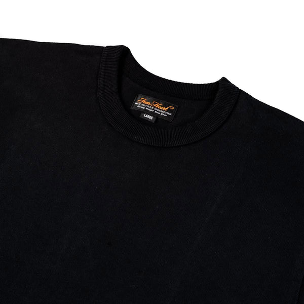 11oz Cotton Knit Long Sleeve Crew Neck Sweater - Black - IHTL-1501-BLK