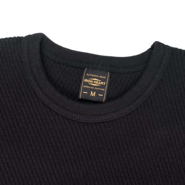 IHTL-1700-BLK Cotton Knit Crew Neck Long Sleeved Thermal Sweater - Black