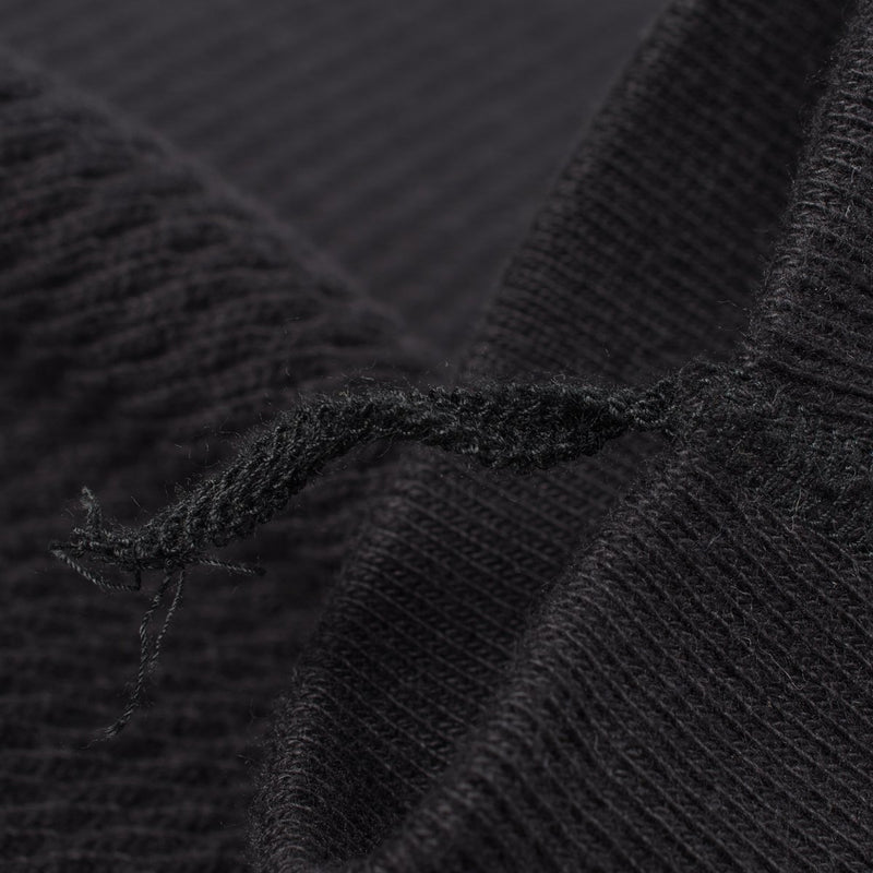 IHTL-1700-BLK Cotton Knit Crew Neck Long Sleeved Thermal Sweater - Black