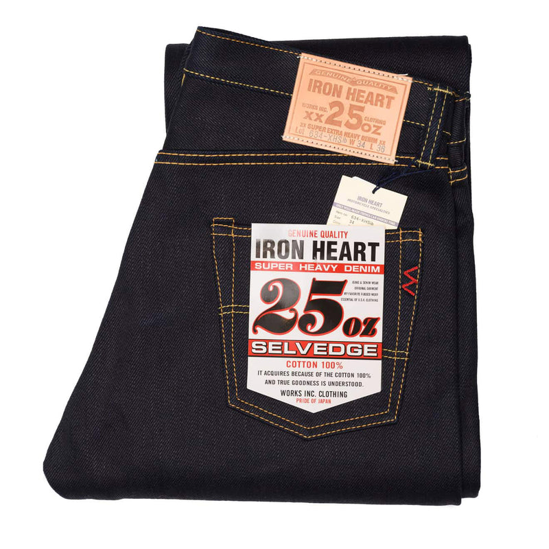Iron Heart IH-634-XHSib 25oz Selvedge Denim Straight Cut Jeans Indigo/Black