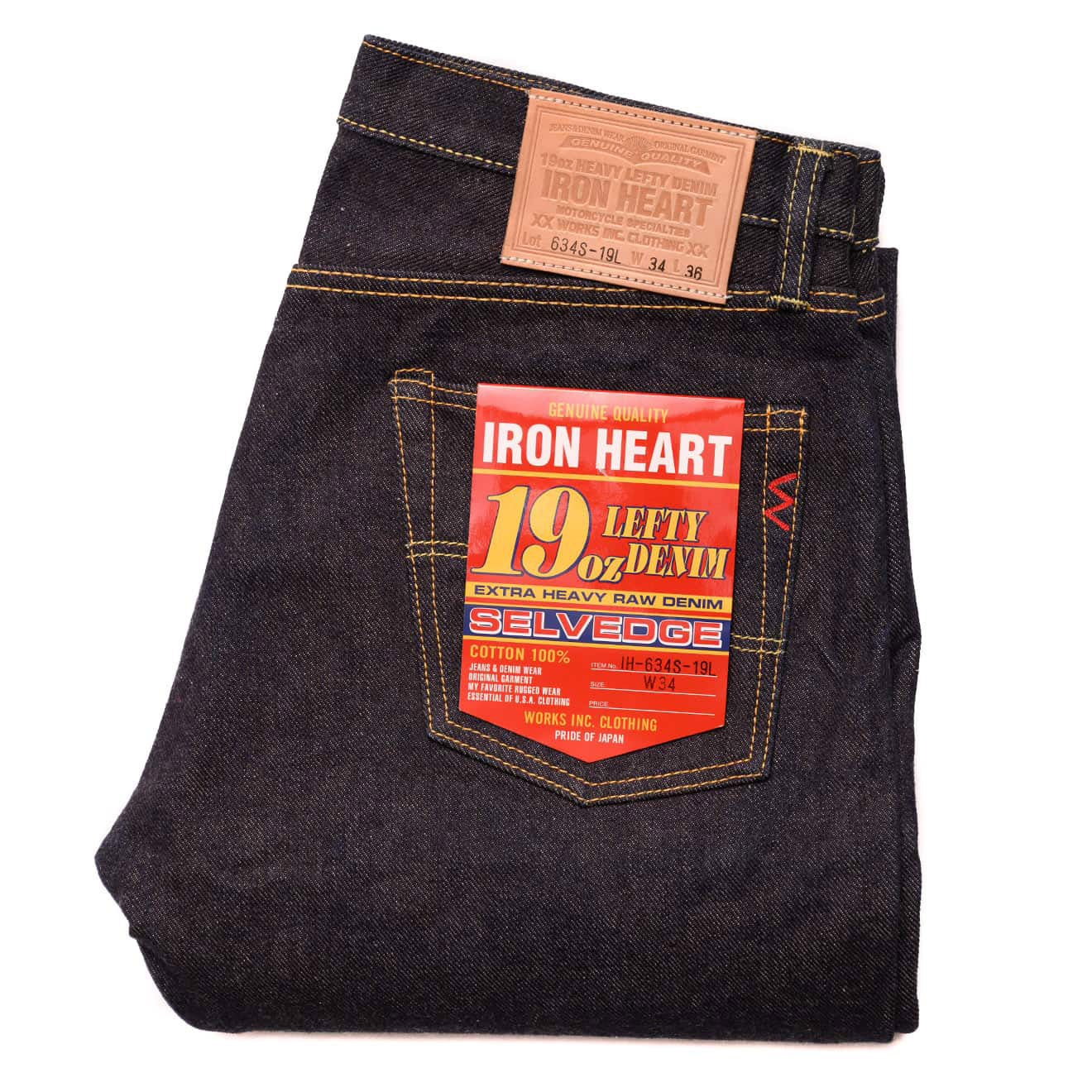 Iron Heart Denim IH-634S-19L 19oz Left Hand Twill Selvedge Denim Strai -  Mildblend Supply Co